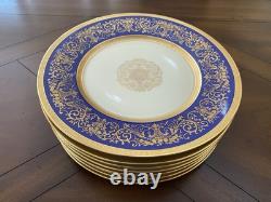 8 Chateau Czechoslovakia Cobalt Blue/Gold Scrolls Dinner Plates Excellent