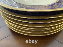 8 Chateau Czechoslovakia Cobalt Blue/Gold Scrolls Dinner Plates Excellent