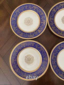 8 Chateau Czechoslovakia Cobalt Blue/Gold Scrolls Dinner Plates Excellent
