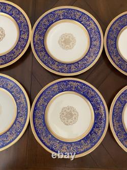 8 Chateau Czechoslovakia Cobalt Blue/Gold Scrolls Dinner Plates Excellent