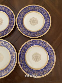 8 Chateau Czechoslovakia Cobalt Blue/Gold Scrolls Dinner Plates Excellent