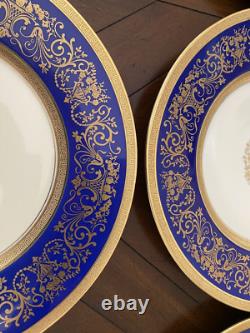 8 Chateau Czechoslovakia Cobalt Blue/Gold Scrolls Dinner Plates Excellent