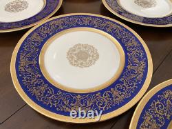 8 Chateau Czechoslovakia Cobalt Blue/Gold Scrolls Dinner Plates Excellent