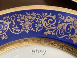 8 Chateau Czechoslovakia Cobalt Blue/Gold Scrolls Dinner Plates Excellent