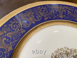 8 Chateau Czechoslovakia Cobalt Blue/Gold Scrolls Dinner Plates Excellent