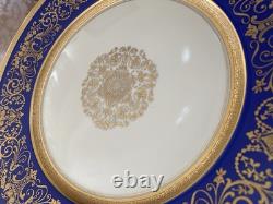8 Chateau Czechoslovakia Cobalt Blue/Gold Scrolls Dinner Plates Excellent