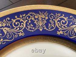 8 Chateau Czechoslovakia Cobalt Blue/Gold Scrolls Dinner Plates Excellent