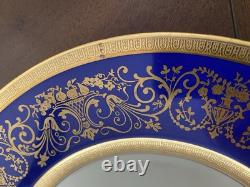 8 Chateau Czechoslovakia Cobalt Blue/Gold Scrolls Dinner Plates Excellent