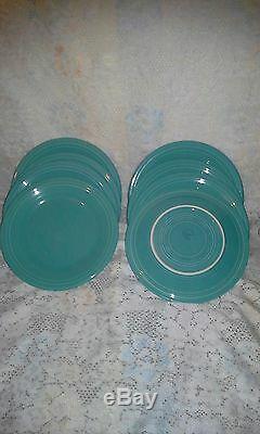 8 DINNER PLATES set lot turquoise blue HOMER LAUGHLIN FIESTA WARE 10.5 NEW