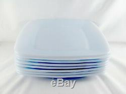 8 Fire King Charm Azurite Dinner Plates, 9-1/4, Anchor Hocking, square, blue