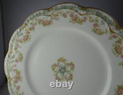 8 Haviland Schleiger 271A Dinner Plates Double Gold Pink Flowers Blue Ring Blank