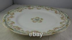 8 Haviland Schleiger 271A Dinner Plates Double Gold Pink Flowers Blue Ring Blank