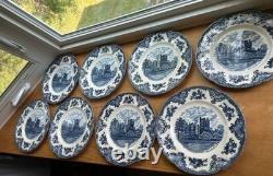 8 JOHNSON BROTHERS Old Britain Castles Blue Dinner Plates 10 Excellent