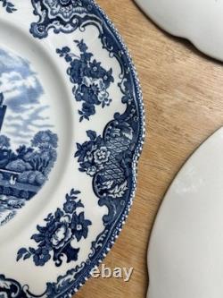 8 JOHNSON BROTHERS Old Britain Castles Blue Dinner Plates 10 Excellent