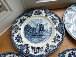 8 JOHNSON BROTHERS Old Britain Castles Blue Dinner Plates 10 Excellent