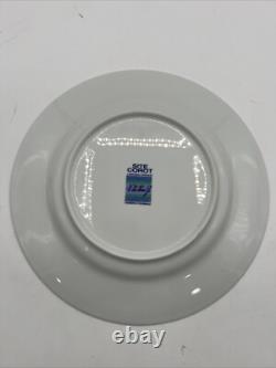 8 Limoges France Site Corot Plate Chardon Courdeau Blue Sponged Rim Green Laurel