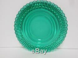 8 Matching Teal Christmas Candy Dinner Plates /Hard To Find / Indiana Glass Co