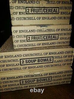 8 New! Churchill Blue Willow 4 fruit cereal bowls 4 soup bowls England Vintage