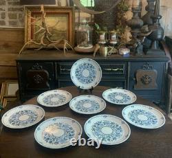 8 Noritake Progression China Blue Moon 9022 JAPAN 10.5 Dinner Plate NOS