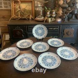8 Noritake Progression China Blue Moon 9022 JAPAN 10.5 Dinner Plate NOS