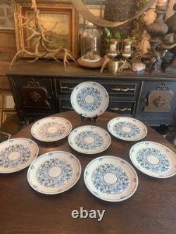 8 Noritake Progression China Blue Moon 9022 JAPAN 10.5 Dinner Plate NOS
