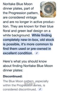 8 Noritake Progression China Blue Moon 9022 JAPAN 10.5 Dinner Plate NOS