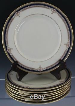 8 Pc Vintage Lenox Buchanan Porcelain Presidential Cobalt Tan Dinner Plate Set