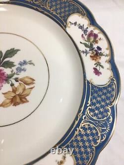 (8) Royal Bayreuth Bavaria Blue & Floral 11 Inch DINNER/CABINET PLATES Mint