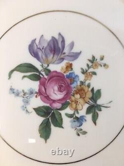 (8) Royal Bayreuth Bavaria Blue & Floral 11 Inch DINNER/CABINET PLATES Mint