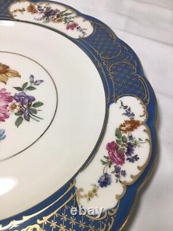 (8) Royal Bayreuth Bavaria Blue & Floral 11 Inch DINNER/CABINET PLATES Mint