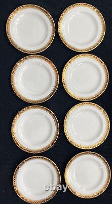 8 Spode Copeland's Majestic Bread Plate Gold Cobalt Blue Chain Dots Burley & Co