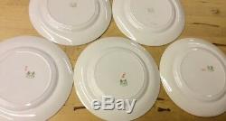 8 Staffordshire England Turkey Plates Red & White with Orange, Blue, Green, Yellow