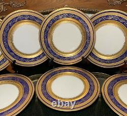 8 Stouffer 11 Cobalt & Heavy Gold Cabinet Dinner Plates Hand Decorated Chicago