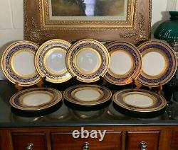 8 Stouffer 11 Cobalt & Heavy Gold Cabinet Dinner Plates Hand Decorated Chicago