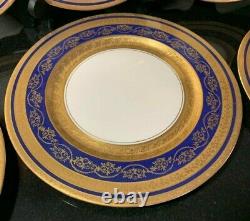 8 Stouffer 11 Cobalt & Heavy Gold Cabinet Dinner Plates Hand Decorated Chicago