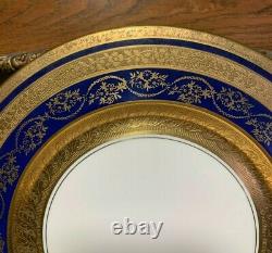 8 Stouffer 11 Cobalt & Heavy Gold Cabinet Dinner Plates Hand Decorated Chicago