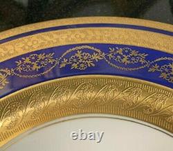 8 Stouffer 11 Cobalt & Heavy Gold Cabinet Dinner Plates Hand Decorated Chicago