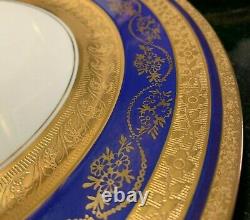 8 Stouffer 11 Cobalt & Heavy Gold Cabinet Dinner Plates Hand Decorated Chicago