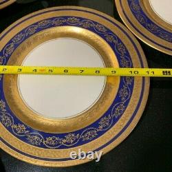 8 Stouffer 11 Cobalt & Heavy Gold Cabinet Dinner Plates Hand Decorated Chicago