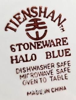 (8) Tienshan Halo Blue Dinner Plates Set Vintage Table Serving Dining Dishes Lot