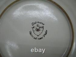 8 Vintage Early Vietri Solimene Campagna-Chicken Royal Blue Pesce Dinner Plates
