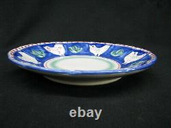 8 Vintage Early Vietri Solimene Campagna-Chicken Royal Blue Pesce Dinner Plates