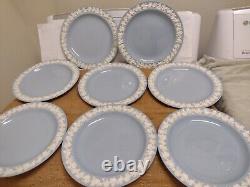 8 Vintage Wedgwood of Etruria Barlaston Embossed Queensware Dinner Plates 10
