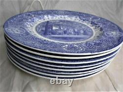 8 WEDGWOOD Blue Transfer UNIVERSITY OF MICHIGAN 10-1/4 Dinner Plates