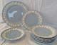 8 WEDGWOOD QUEENSWARE EMBOSSED PLATES Cream On Blue 1-8 & 7-6 Shell Edge