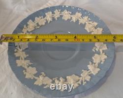 8 WEDGWOOD QUEENSWARE EMBOSSED PLATES Cream On Blue 1-8 & 7-6 Shell Edge