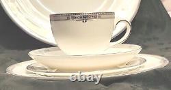 8 Wedgwood Blue Amherst 5 Piece Set Platinum TRim Wedding England China BONUS