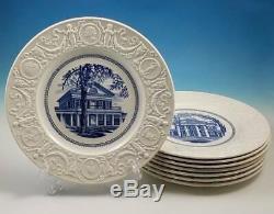 8 Wedgwood University of Virginia 1940 Decorative Dinner Plates Jefferson Blue