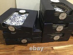 8 pc Eaton Fine Dine English Willow Blue White Pasta Bowl 9 +dinner plate 10.5