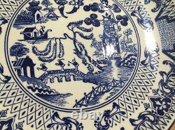 8 pc Eaton Fine Dine English Willow Blue White Pasta Bowl 9 +dinner plate 10.5